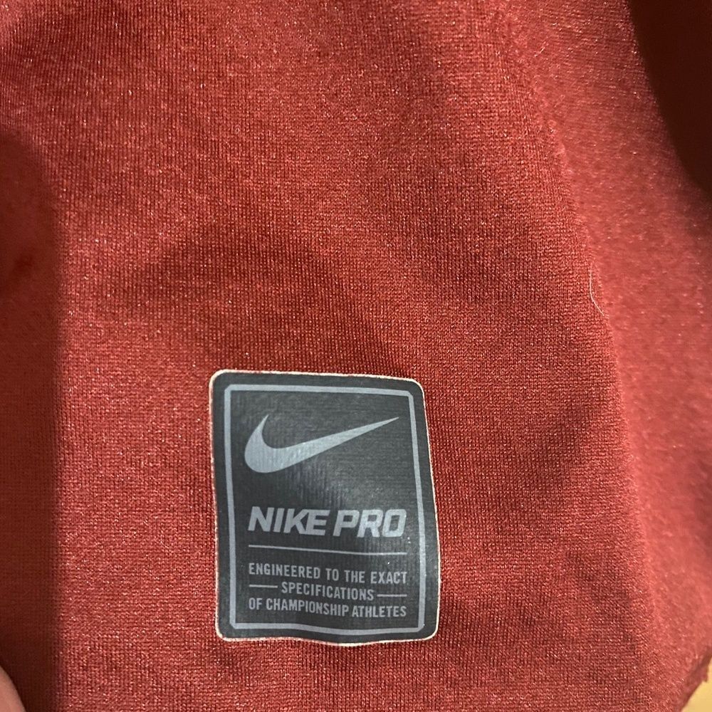 Nike Women’s Pro Combat Dri Fit Activewear Shirt Short Sleeve Orange Sz-M - Picture 2 of 5
